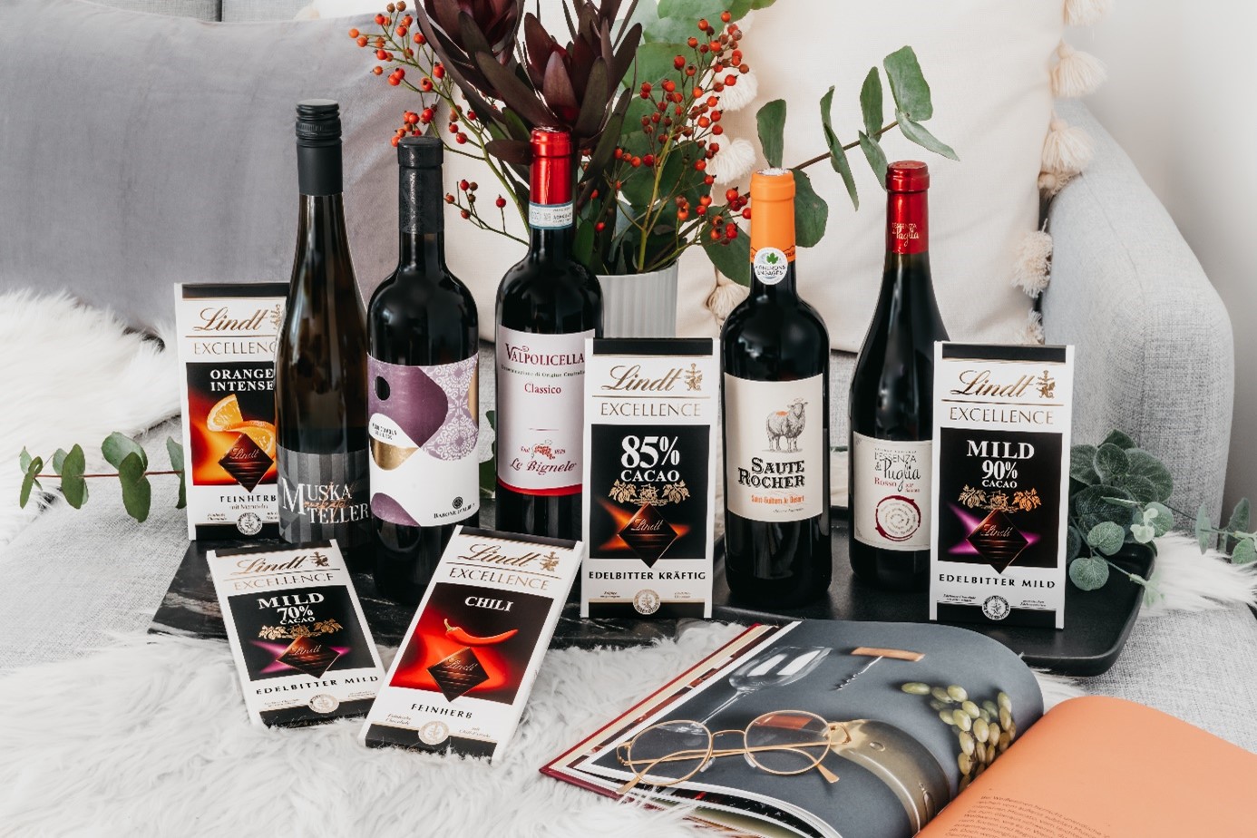 Lindt Schokolade und Wein